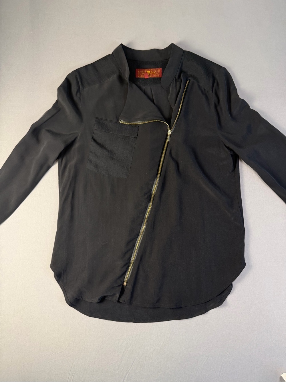 100% Silk Seven For All Mankind Black Blouse Size XS - Picture 6 of 10